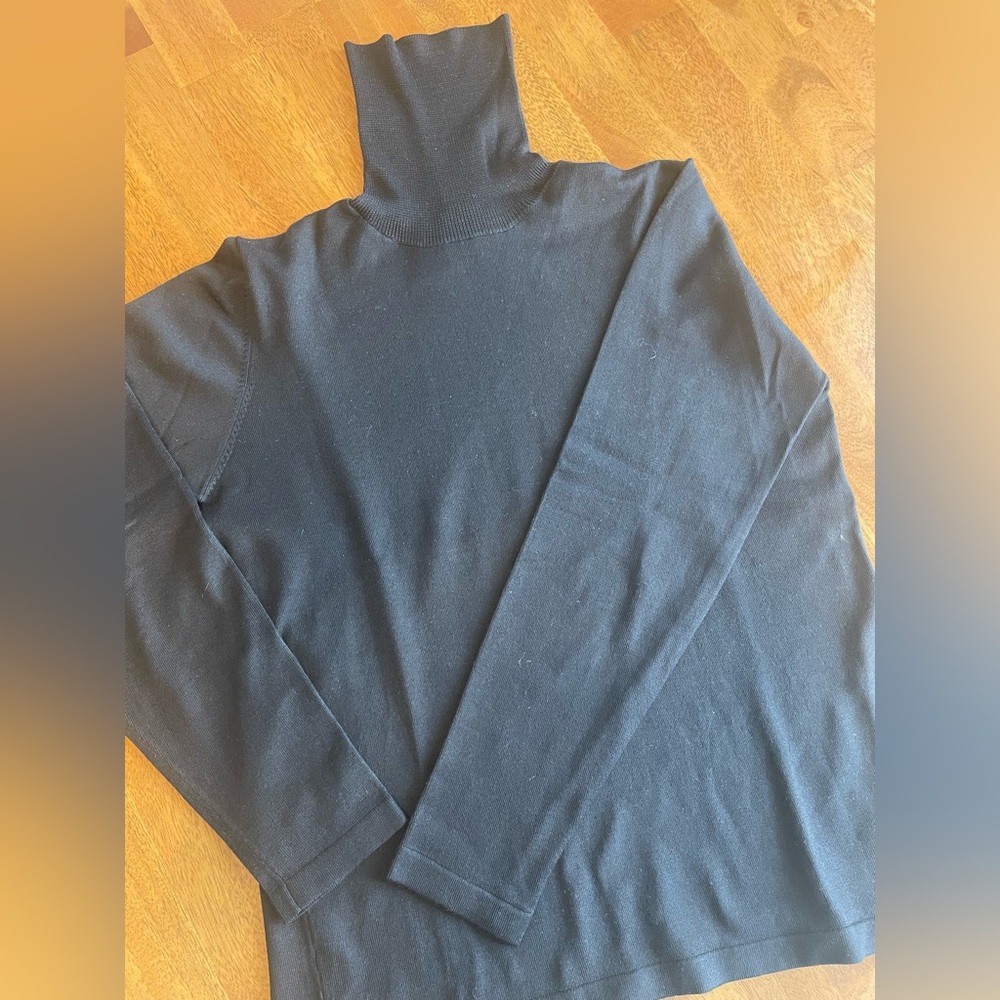 Barneys New York Classic Black Turtleneck Sweater